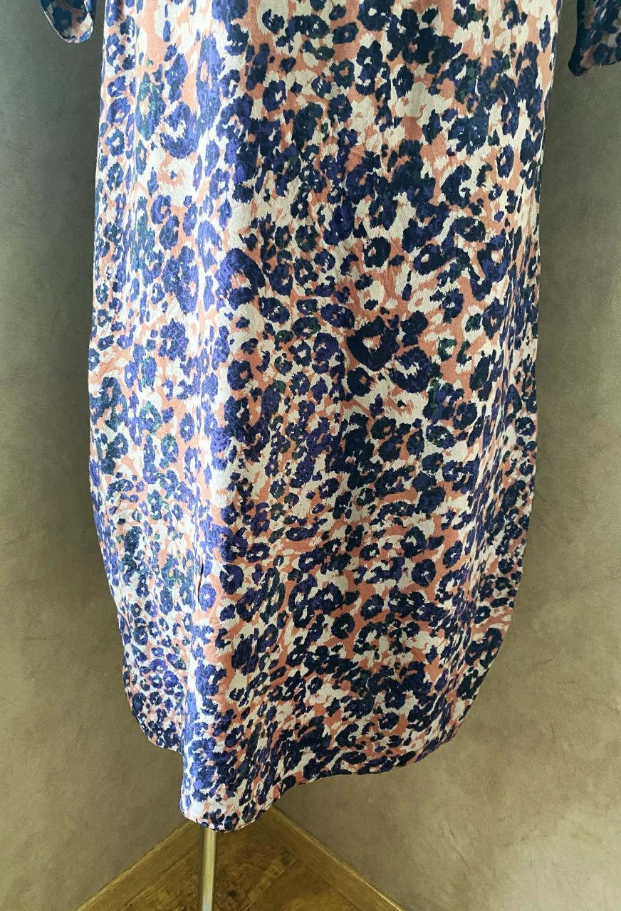Vloeiende jurk Sud Express maat 40 roze & blauwe print – zijde & viscose, gedrukte schouders – photo 4